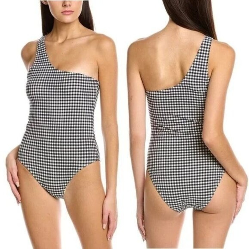 Andie Swimsuit Women's Small The Nantucket One Shoulder Gingham NWT